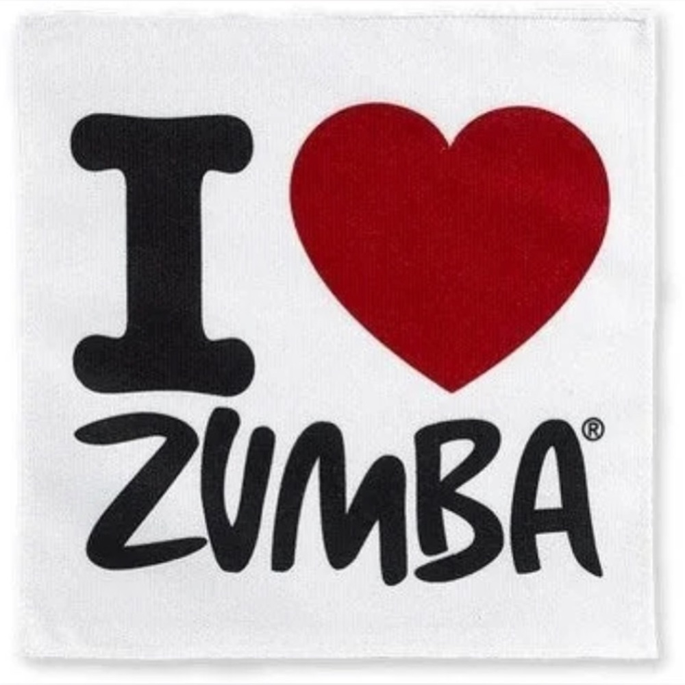 25 12x12 microfiber I love heart ♥️ Zumba towel new small sweat cute BRAND NEW!!